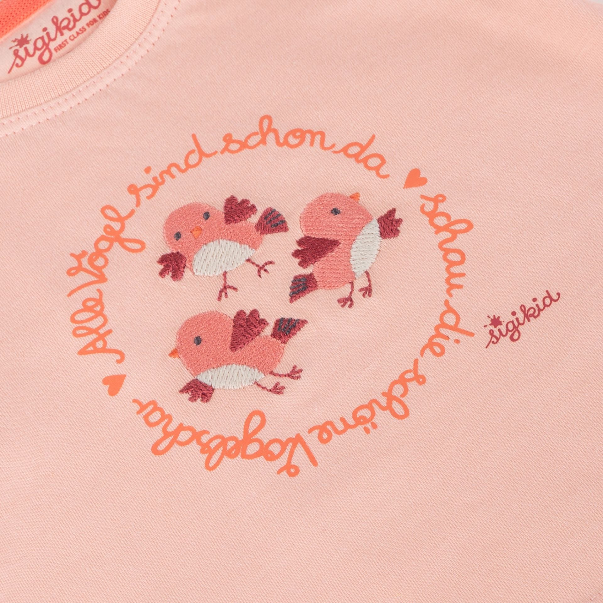 Sigikid T-Shirt mit gestickten Vögelchen - Rosa