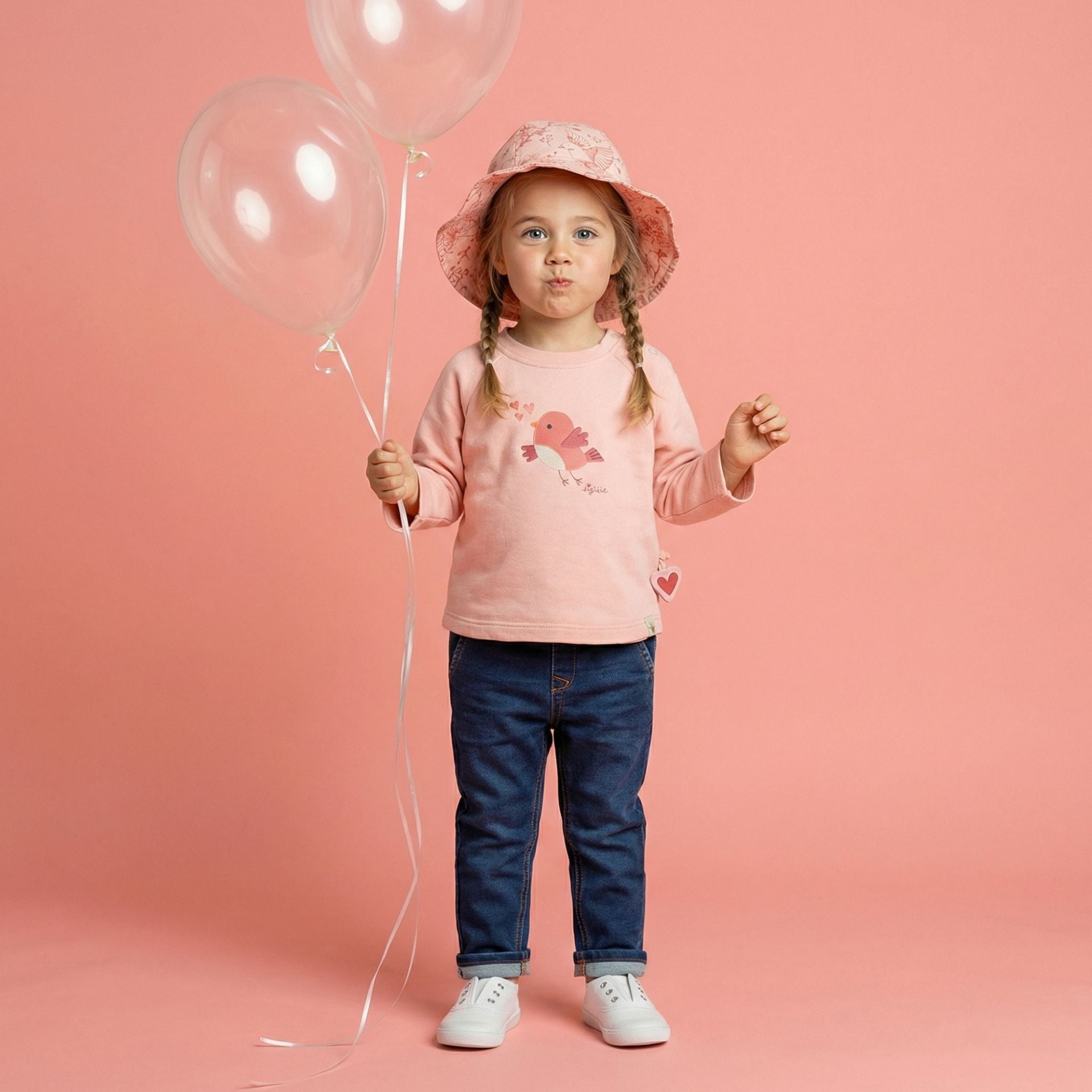 Sigikid Sonnenhut Spring Birds mit Bindebändchen - Rosa