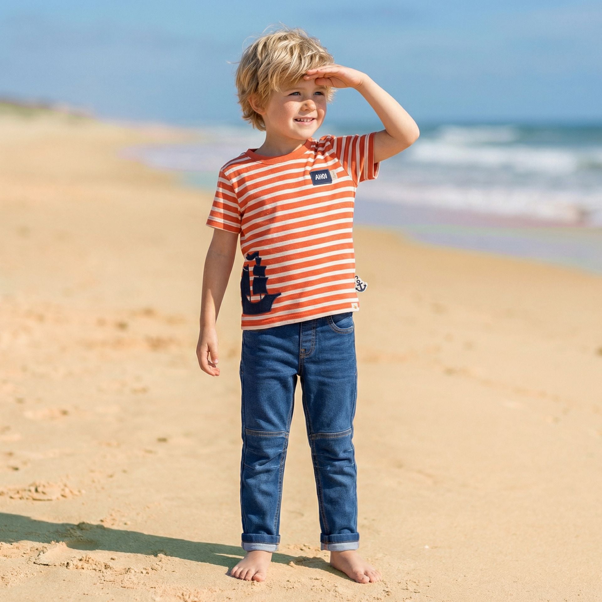 Sigikid T-Shirt, gestreift - Rostrot