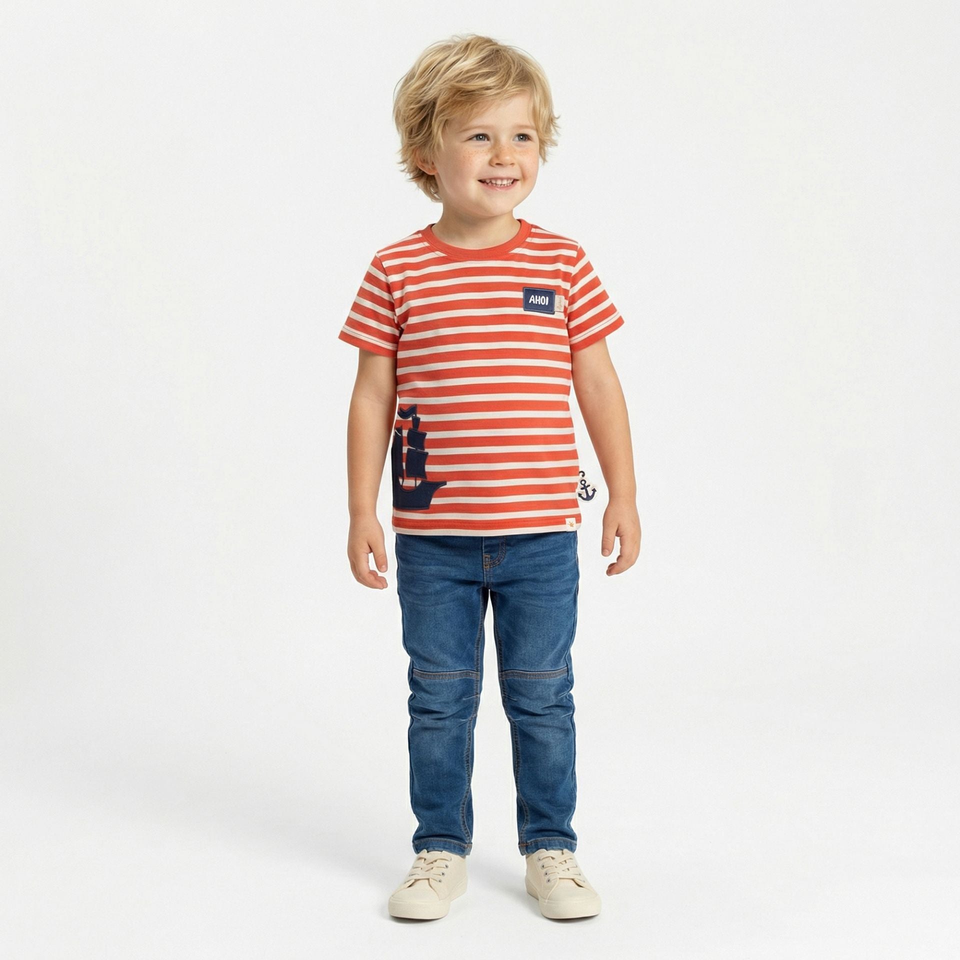 Sigikid T-Shirt, gestreift - Rostrot