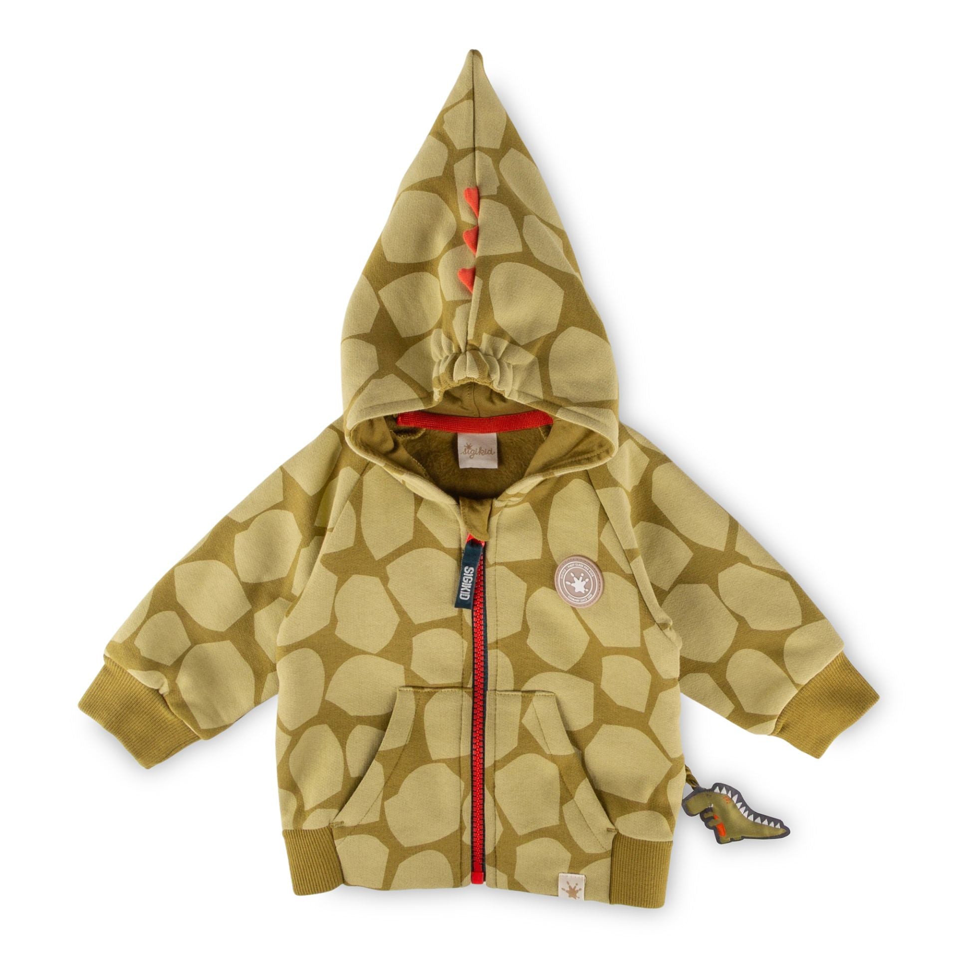 Sigikid Baby Kapuzen-Sweatjacke khaki, Dino Fun