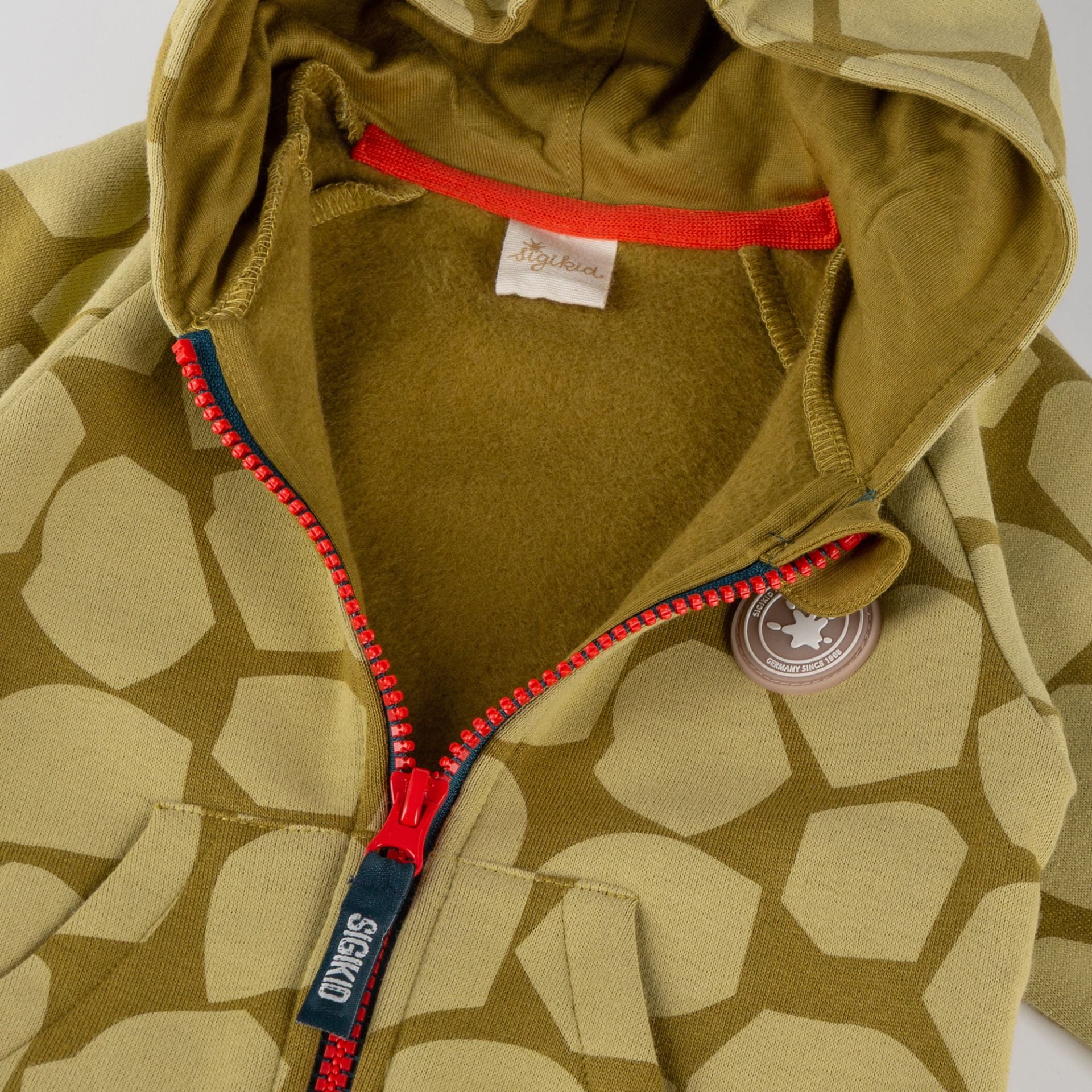 Sigikid Baby Kapuzen-Sweatjacke khaki, Dino Fun