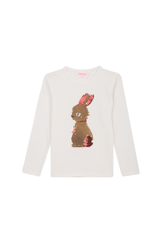 Someone "T-Shirt langarm" mit Paillettendruck - Ecru