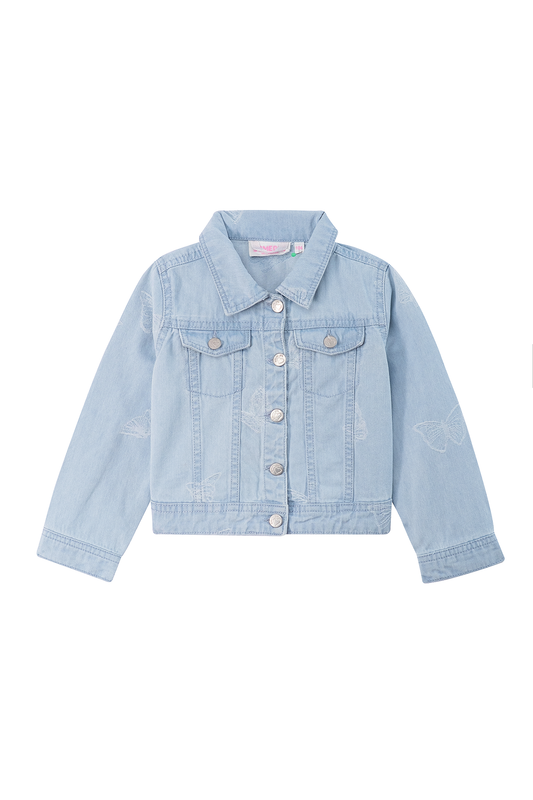 Someone "Jeansjacke" mit Schmetterlingen - Light Blue Denim