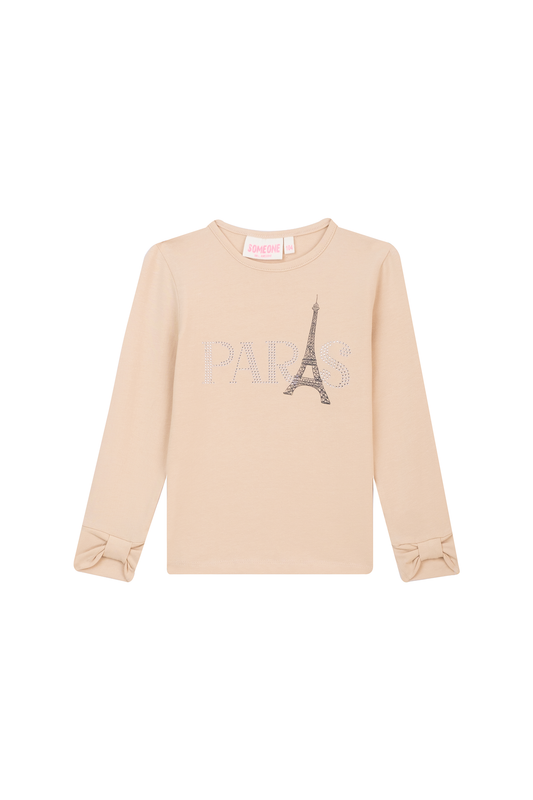 Someone "Langarmshirt" mit Steinchen - Beige