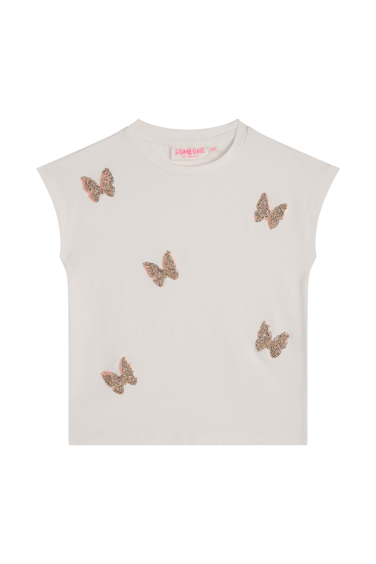 Someone Shirt mit Applikationen - Ecru