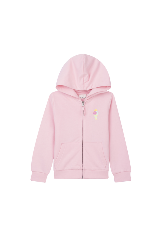 Mini Rebels Sweatjacke mit Kapuze und Eistüte - Light Pink