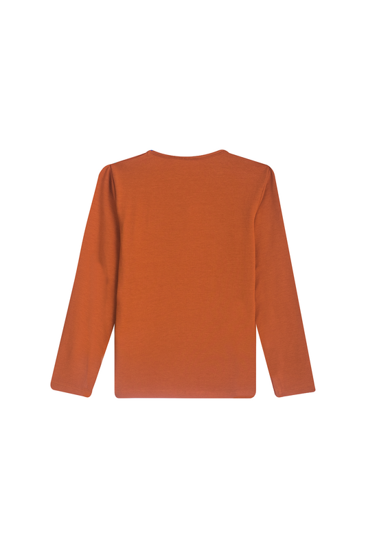 Someone "T-Shirt langarm" mit Gliterdruck und Puschel - Cognac