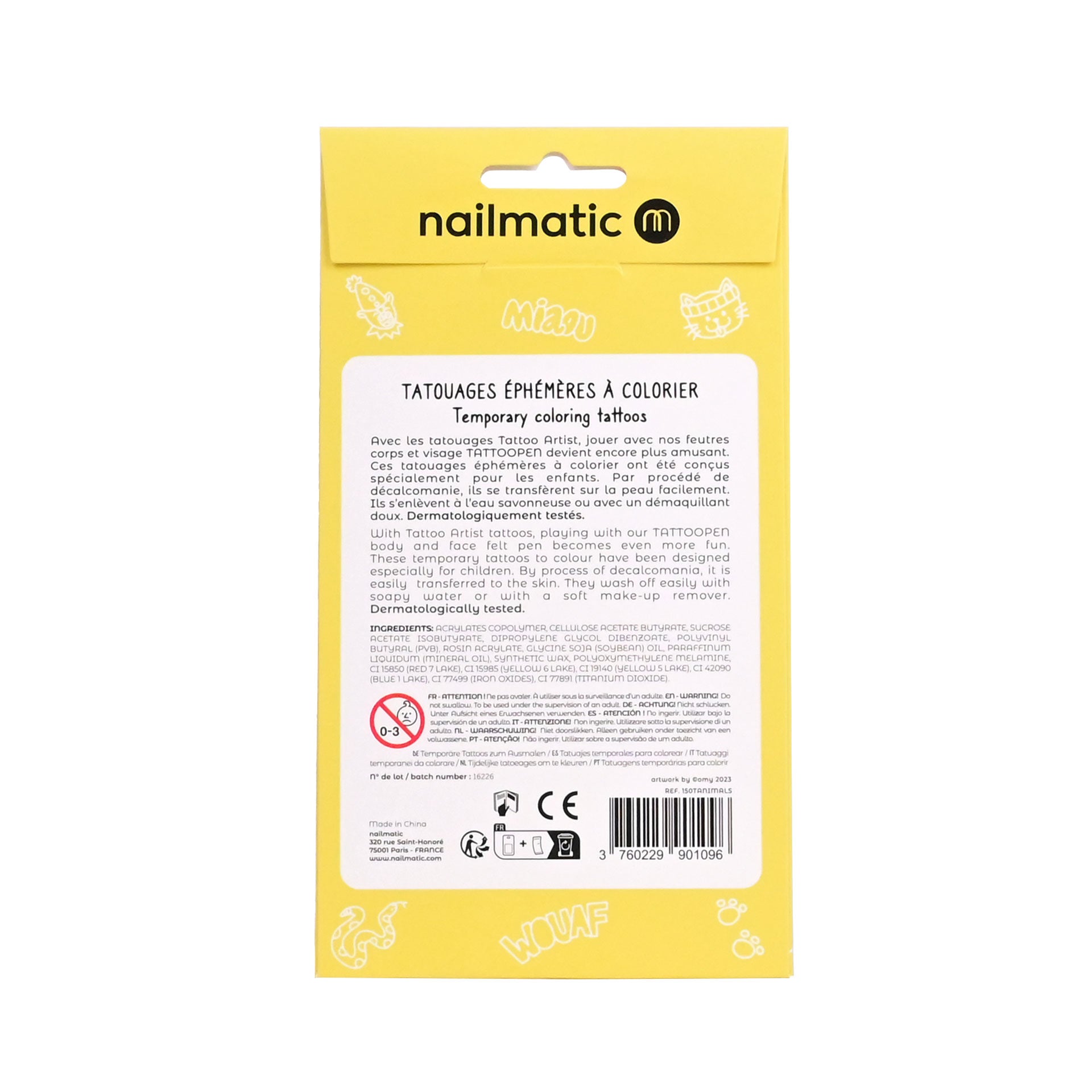 Nailmatic Kids "Tattoo zum ausmalen-Tiere"