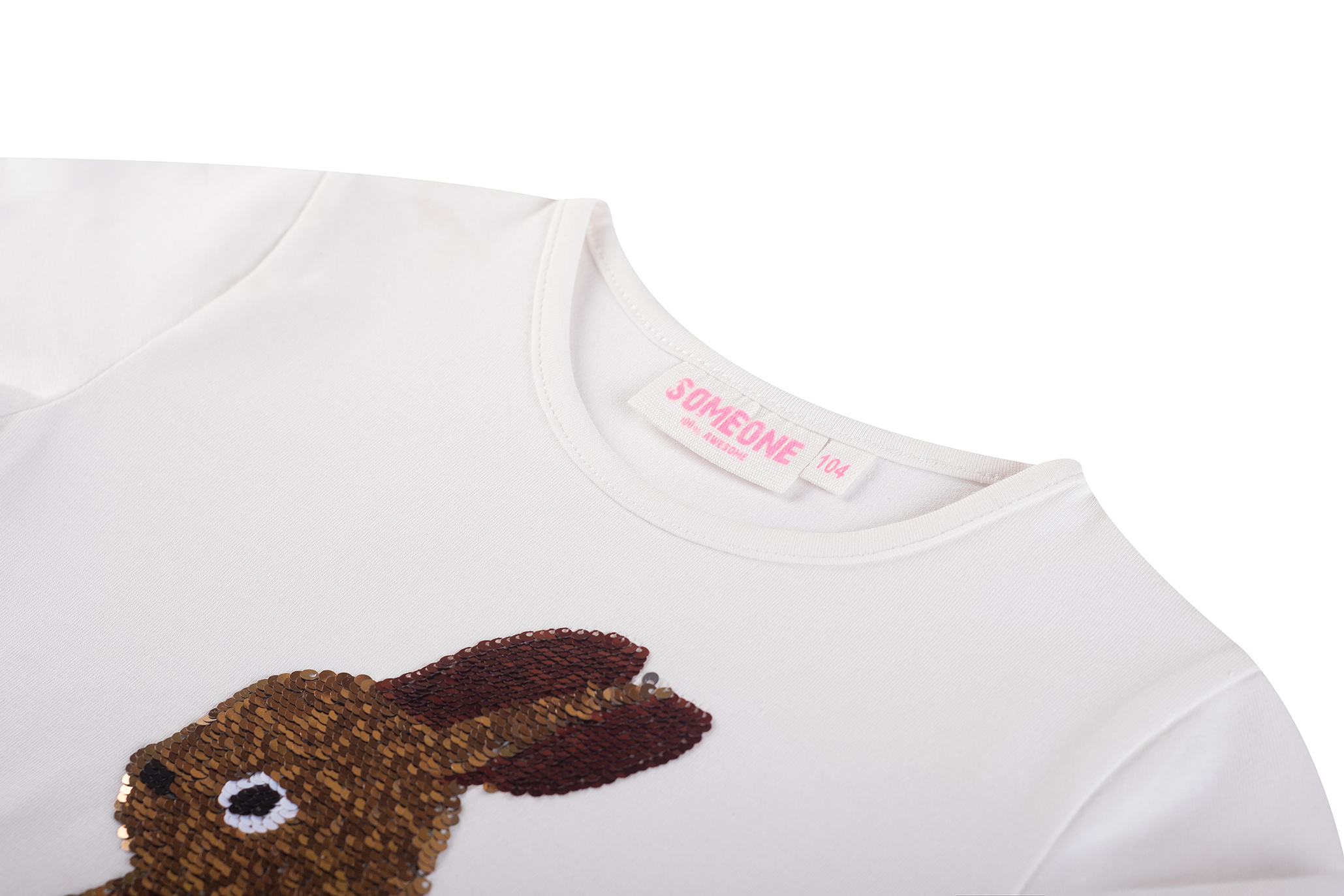 Someone "T-Shirt langarm" mit Paillettendruck - Ecru