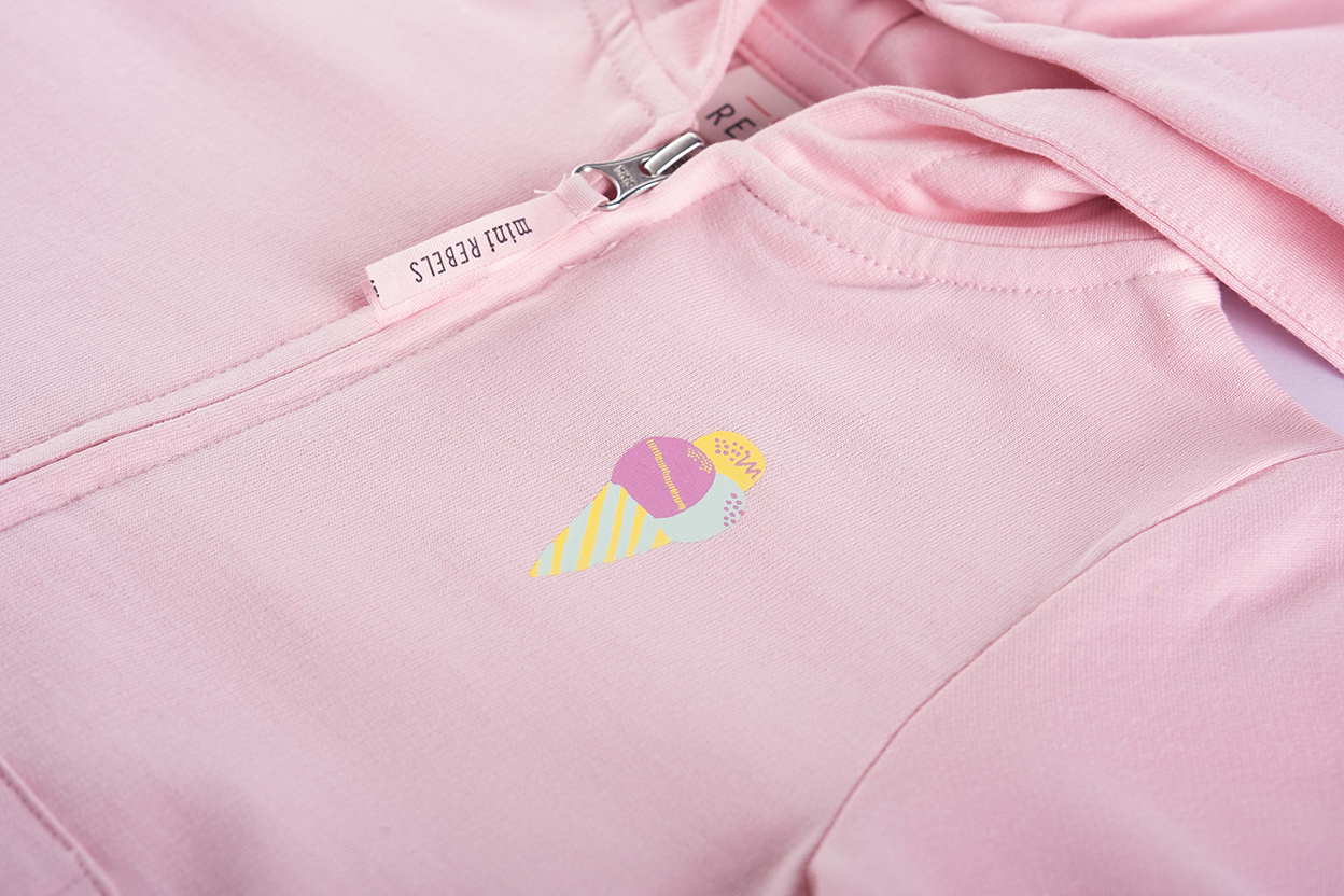 Mini Rebels Sweatjacke mit Kapuze und Eistüte - Light Pink