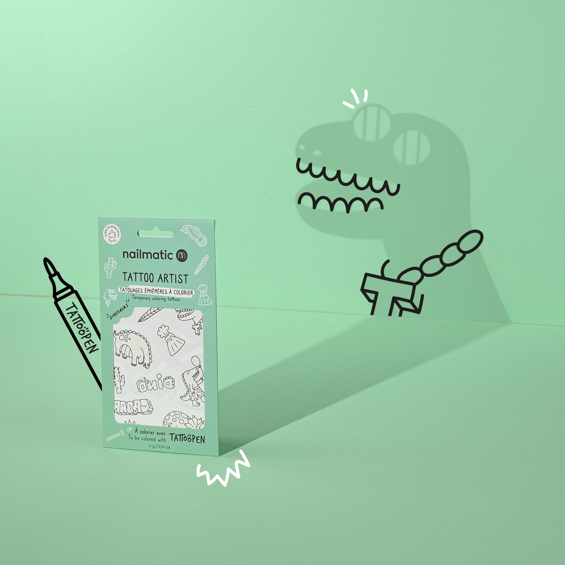 Nailmatic Kids "Tattoo zum ausmalen-Dinosaurier"