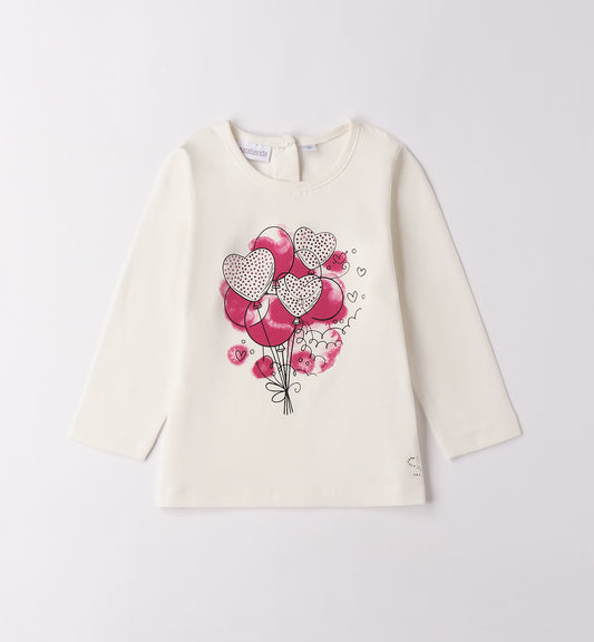 Sarabanda "T-Shirt langarm" mit Druck - Creme/Pink