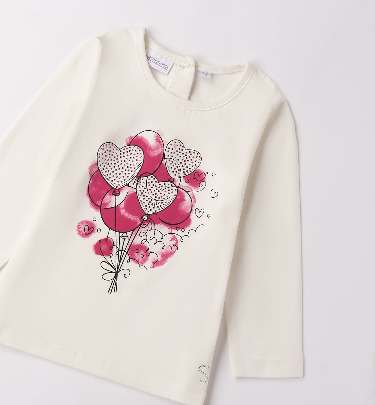 Sarabanda "T-Shirt langarm" mit Druck - Creme/Pink