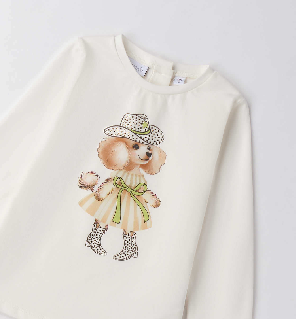 Sarabanda "Langarmshirt" mit Druck und Steinchen - Creme