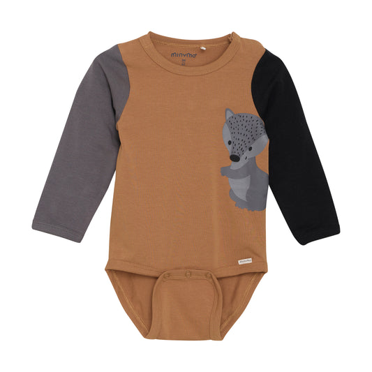 Minymo "Body" langarm mit Fuchs - Brown Sugar