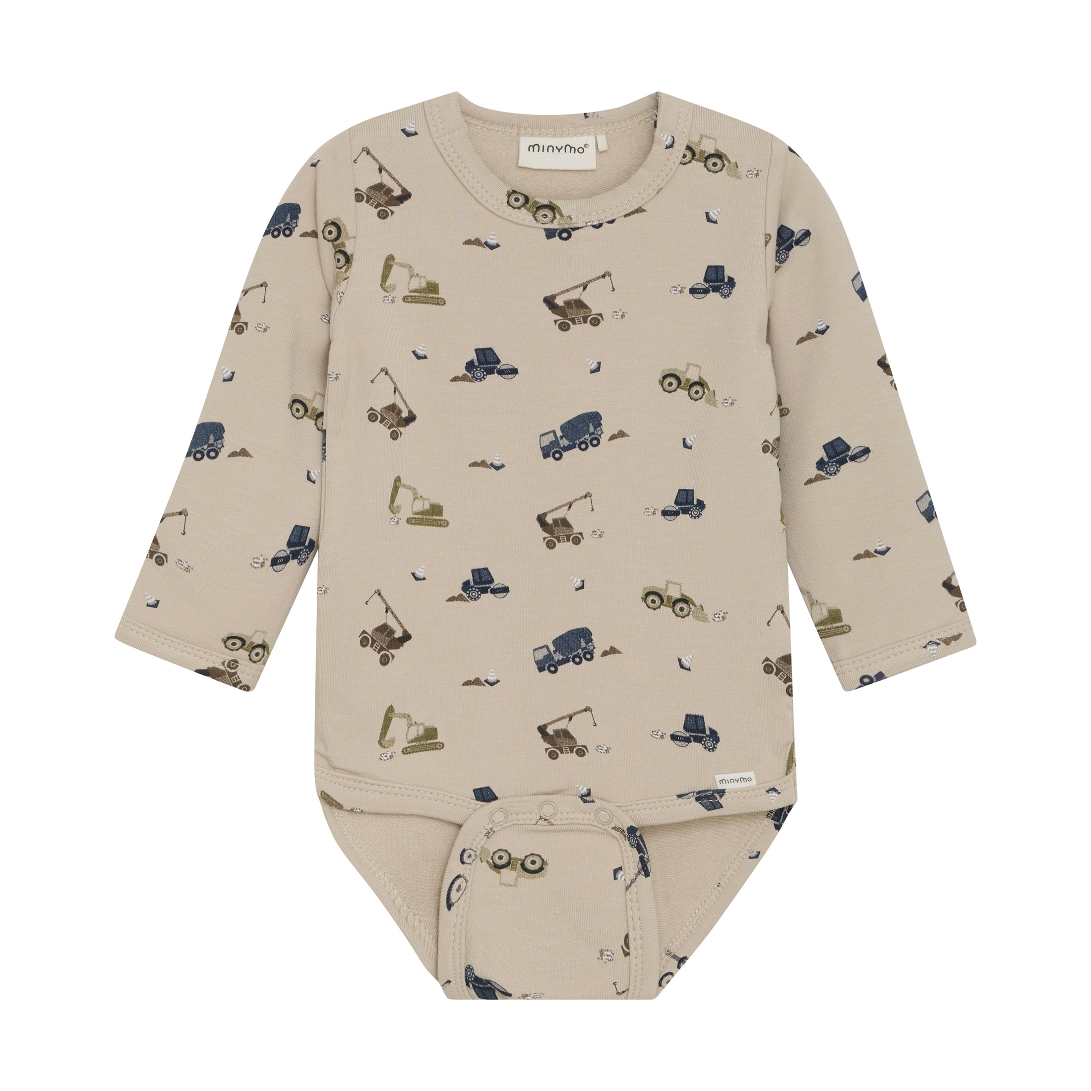 Minymo "Body langarm" mit Bagger Muster - Oxford Tan
