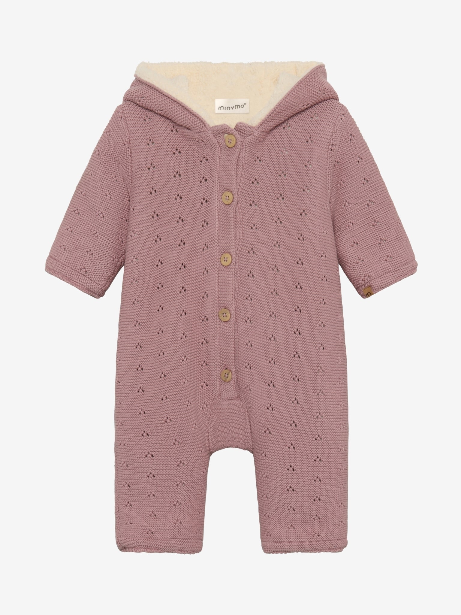 Minymo "Strick-Overall" mit Teddyfell - Woodrose