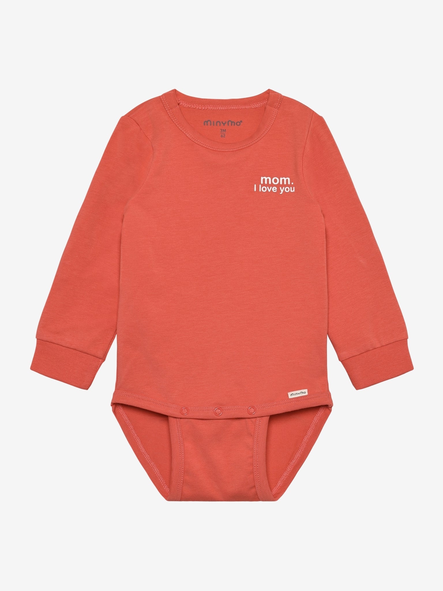 Minymo Body langarm mit süssem Print - Spiced Coral