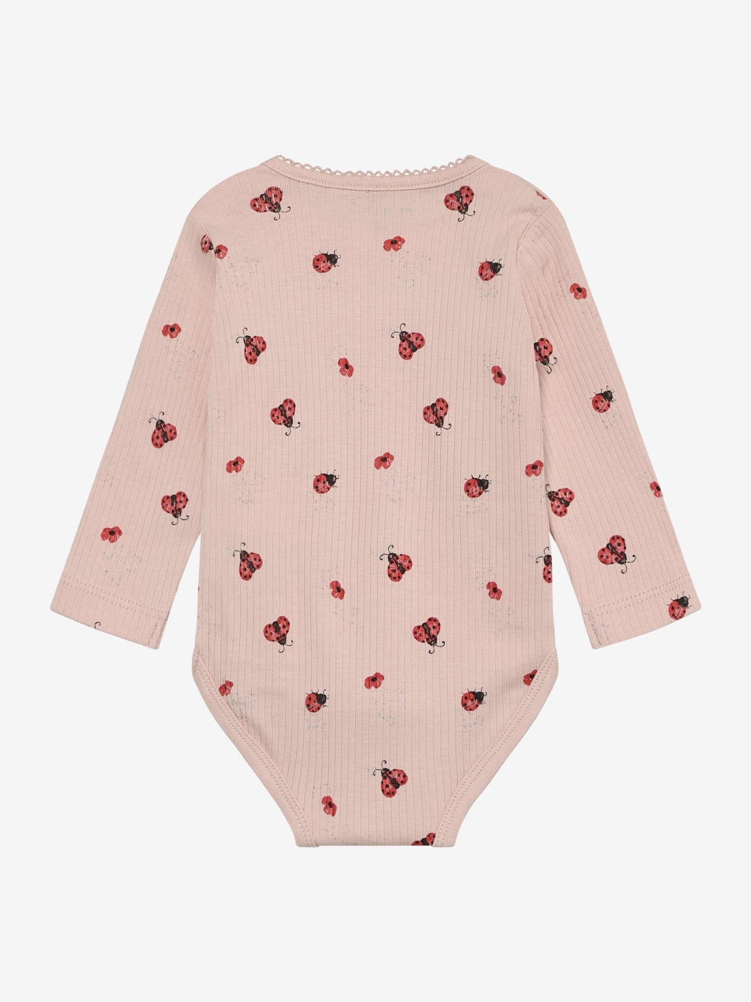 Minymo gerippter Body langarm mit allover Print - Peach Whip