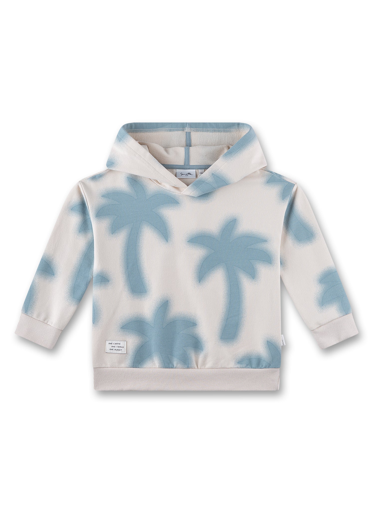 Sanetta Sweatshirt mit Kapuze und Palmendruck - Beige Blau