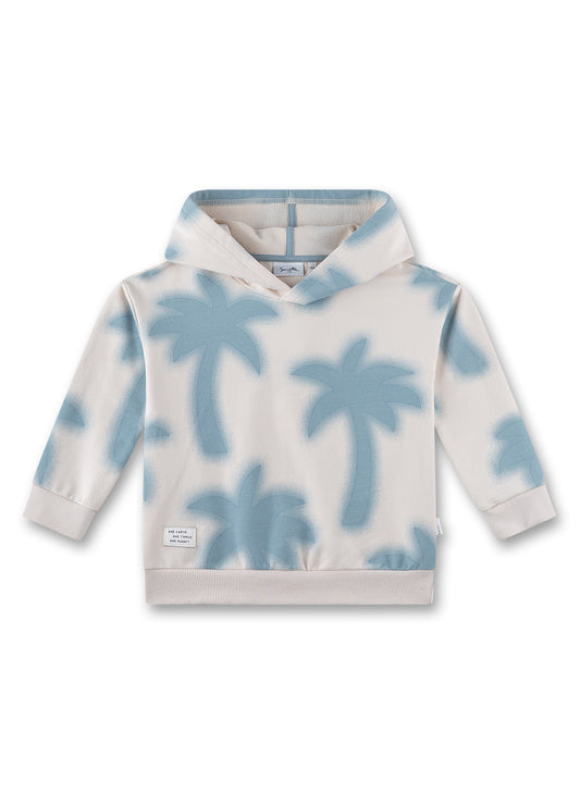 Sanetta Sweatshirt mit Kapuze und Palmendruck - Beige Blau