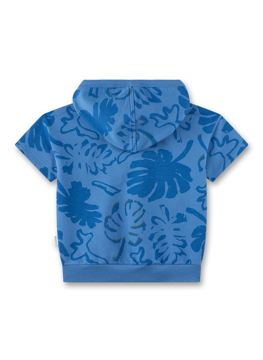 Sanetta Sweatshirt kurzarm mit Kapuze, Blättermuster - Blau