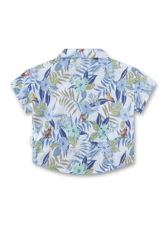 Sanetta Hemd mit Blättern und Papageien - Blau