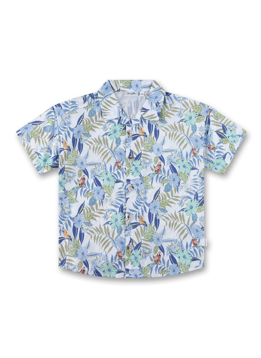 Sanetta Hemd mit Blättern und Papageien - Blau