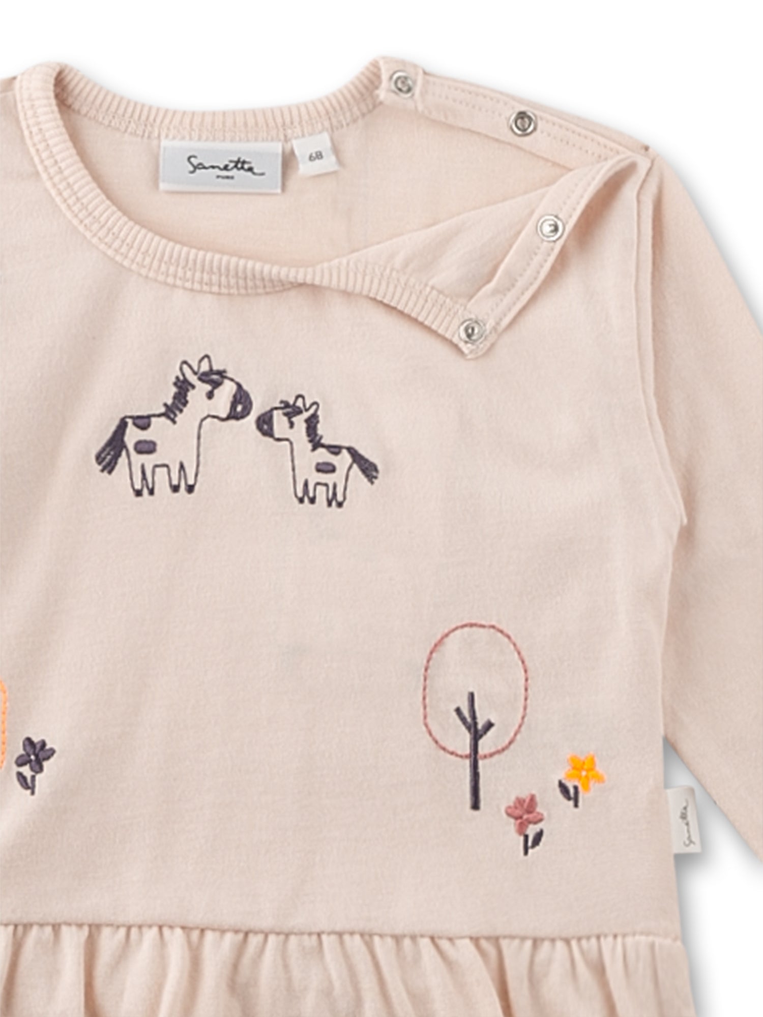 Sanetta "Langarmshirt" mit Volant und Stickerei - Shell