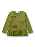 Bild in Galerie-Betrachter laden, Sanetta "Langarmshirt" mit Volant und Druck - Olive Green
