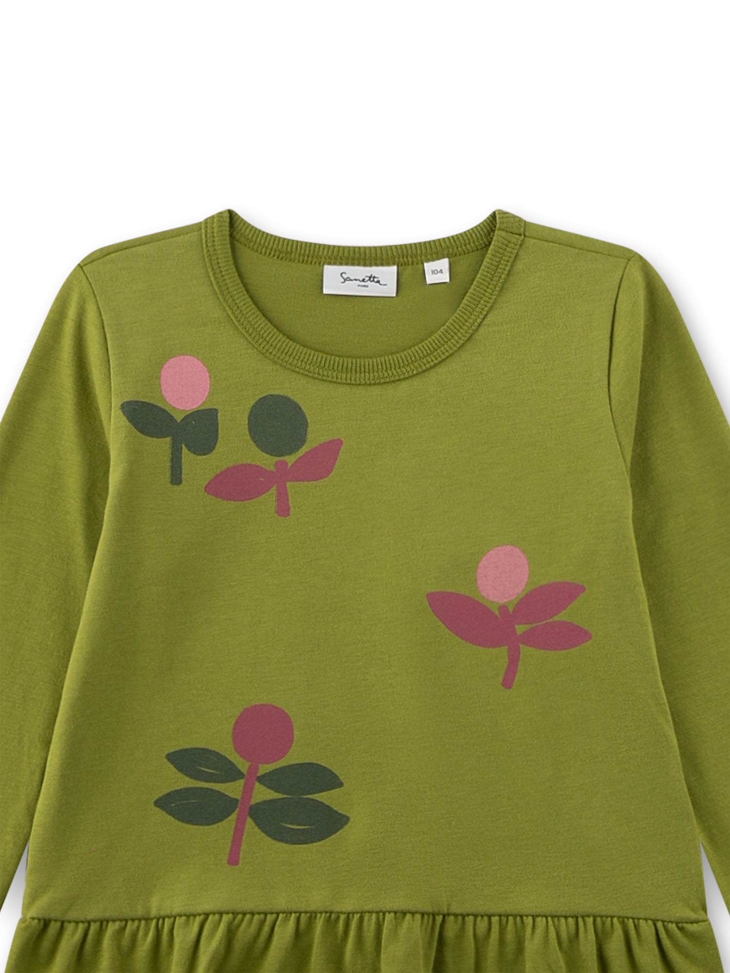 Sanetta "Langarmshirt" mit Volant und Druck - Olive Green