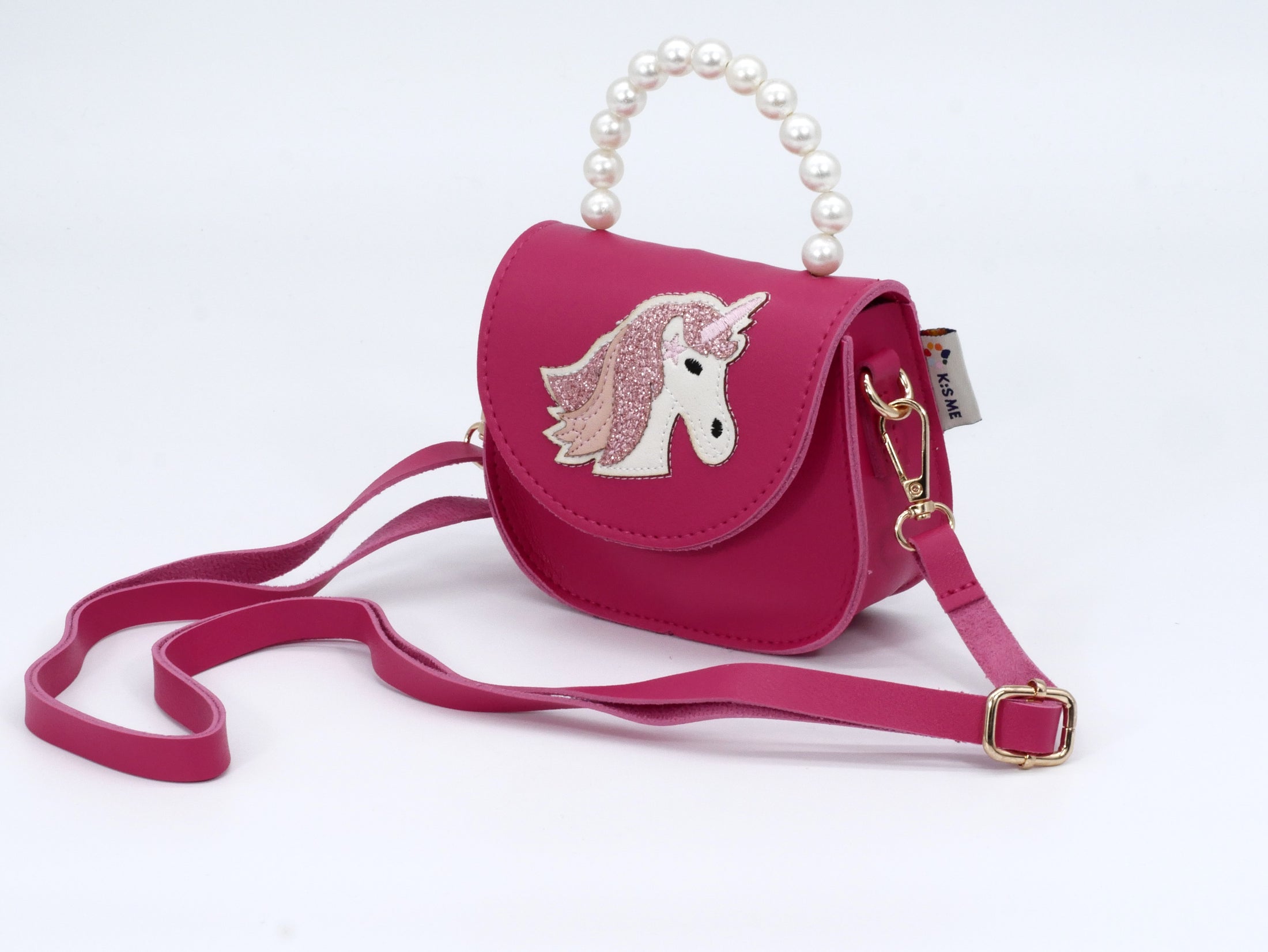 KisMe Umhängetasche mit Perlenbügel und Einhorn - Pink