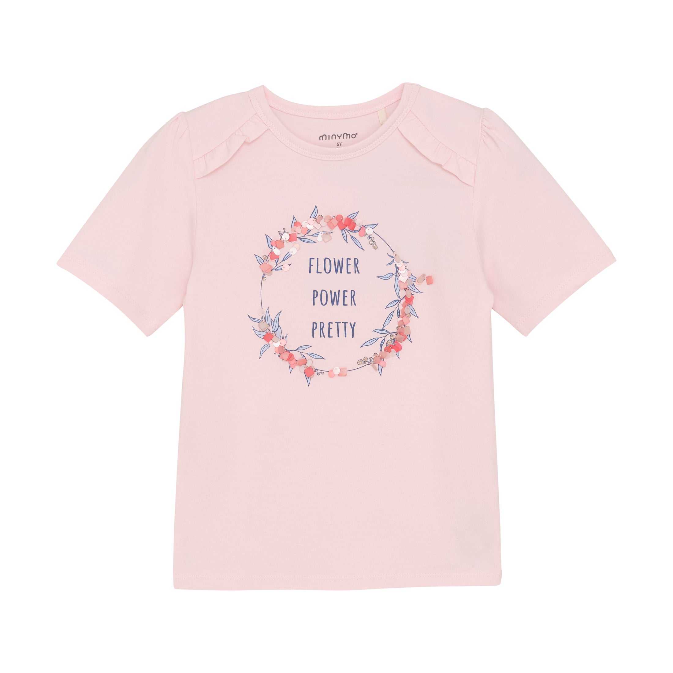 Minymo "T-Shirt" mit Druck und Pailletten - Pink Dogwood
