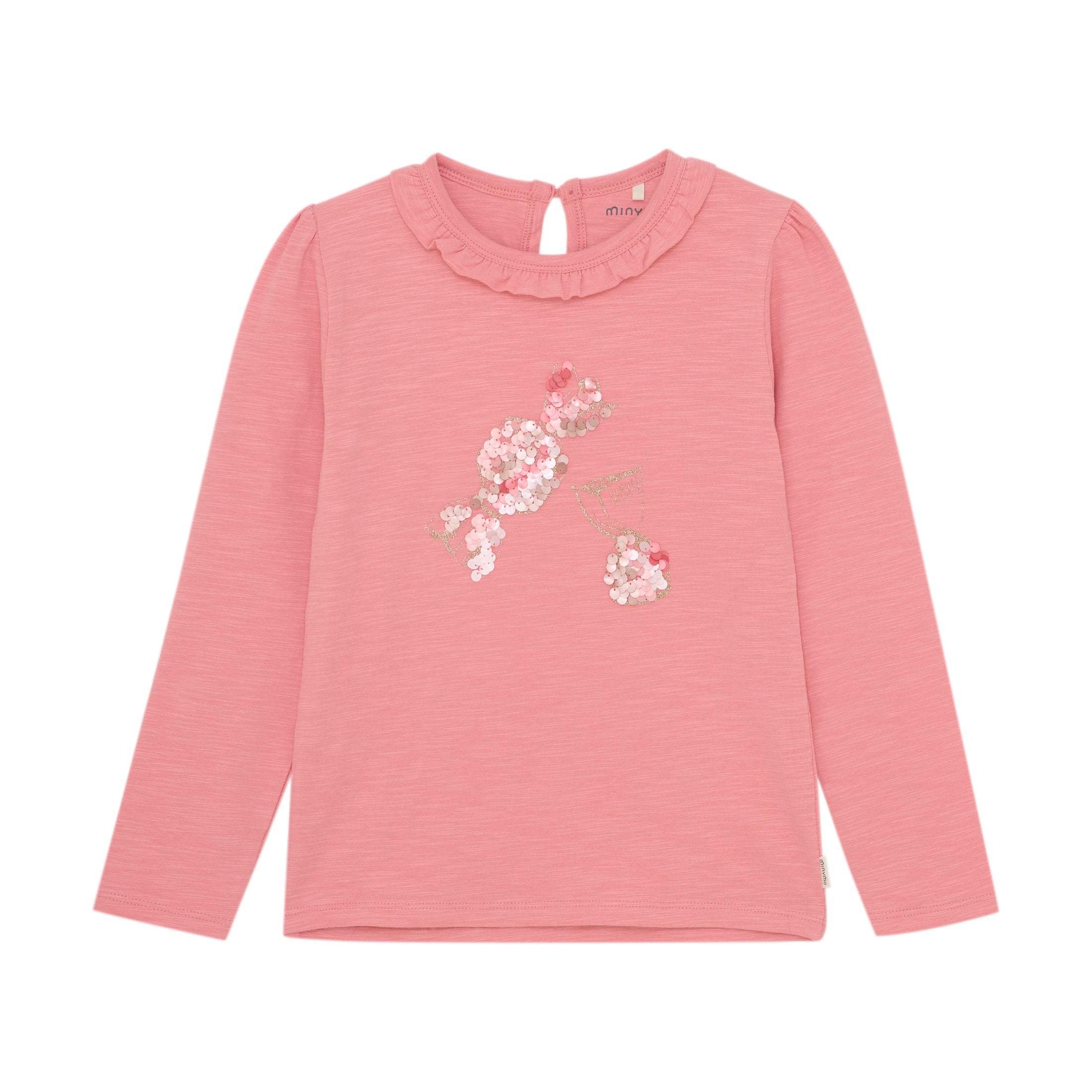 Minymo "T-Shirt" langarm mit Bonbon Paillettendruck - Strawberry Ice