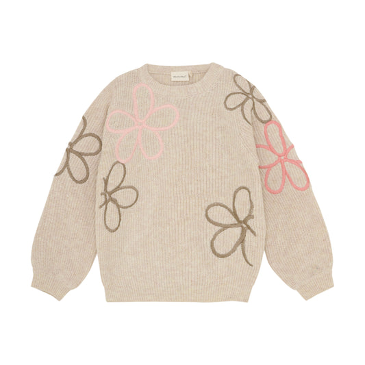 Minymo "Pullover" mit Stickerei - Marshmallow White