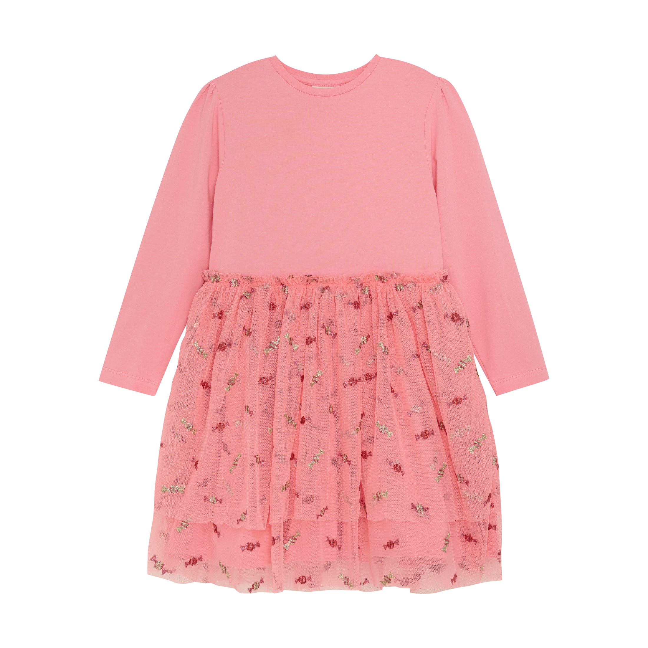 Minymo "Kleid" mit Tüll und Bonbons Druck - Strawberry Ice