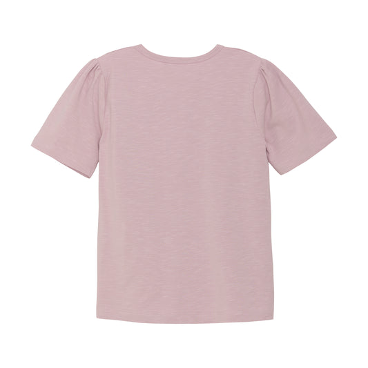Minymo "T-Shit" mit Druck und Rüschenbesatz - Bumished Lilac
