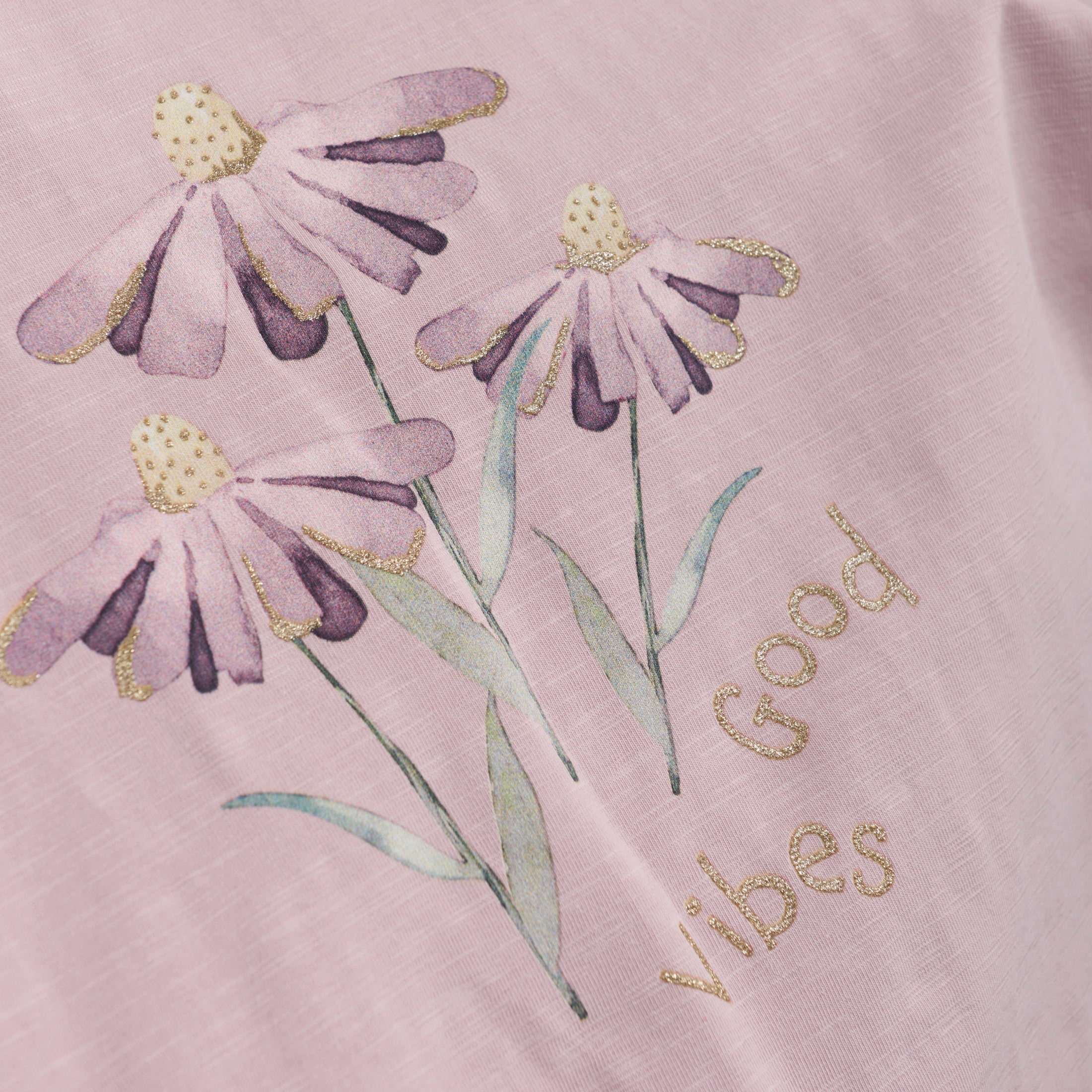 Minymo "T-Shit" mit Druck und Rüschenbesatz - Bumished Lilac