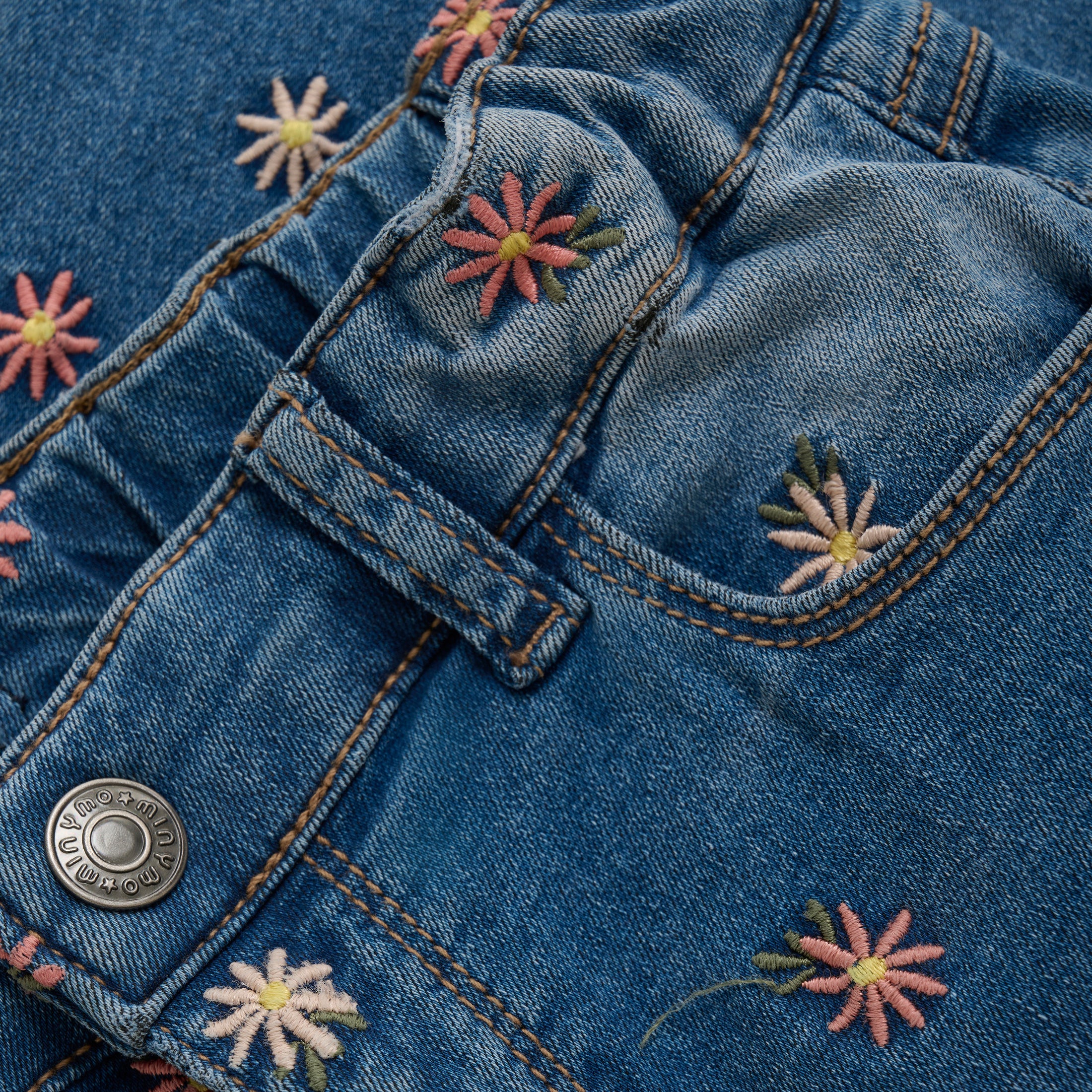 Minymo "Jeanshose" mit Stickerei - Blue Fog