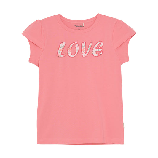 Minymo "T-Shirt" mit LOVE Druck - Strawberry Pink