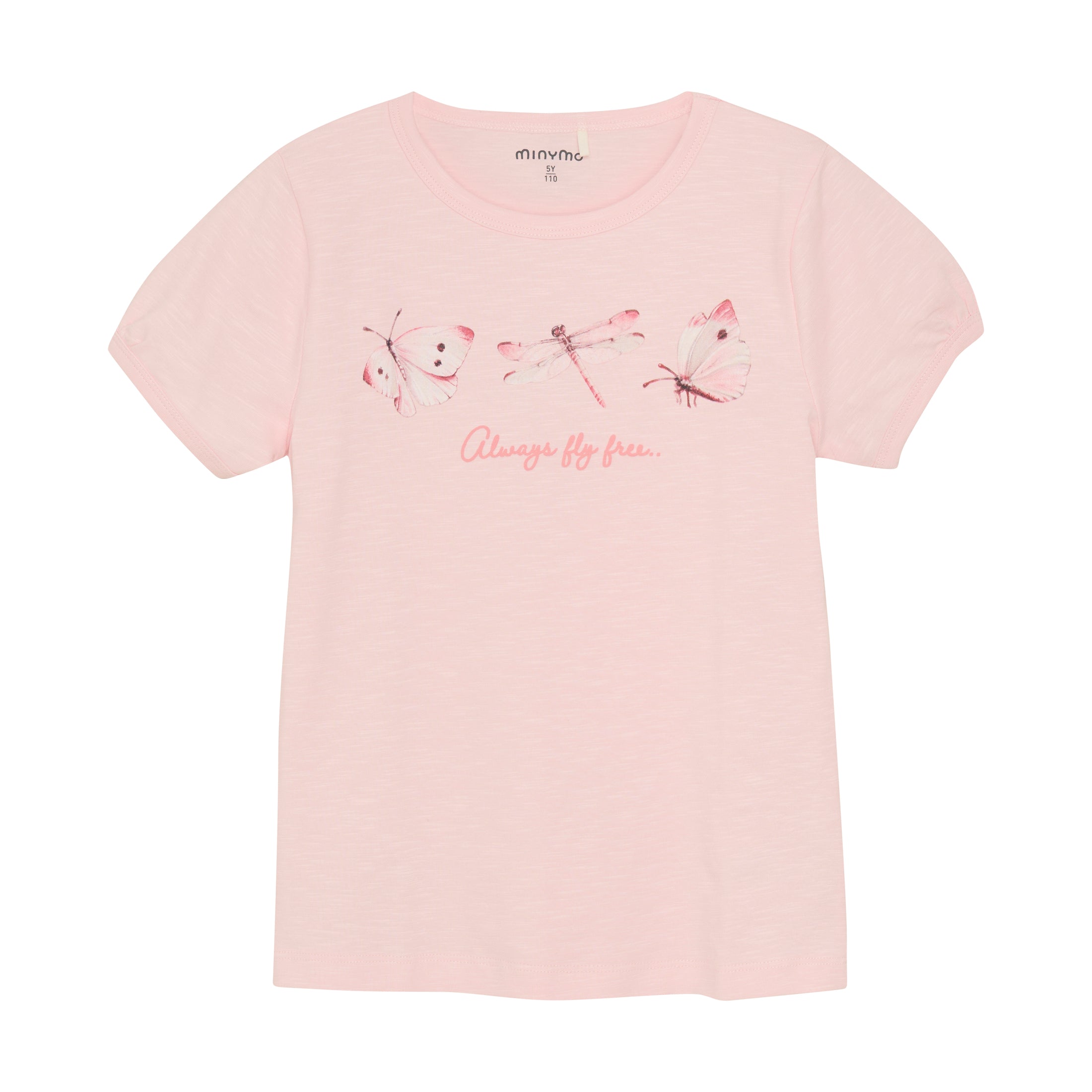 Minymo "T-Shirt" mit Schmetterlings-Druck - Rosen Quartz