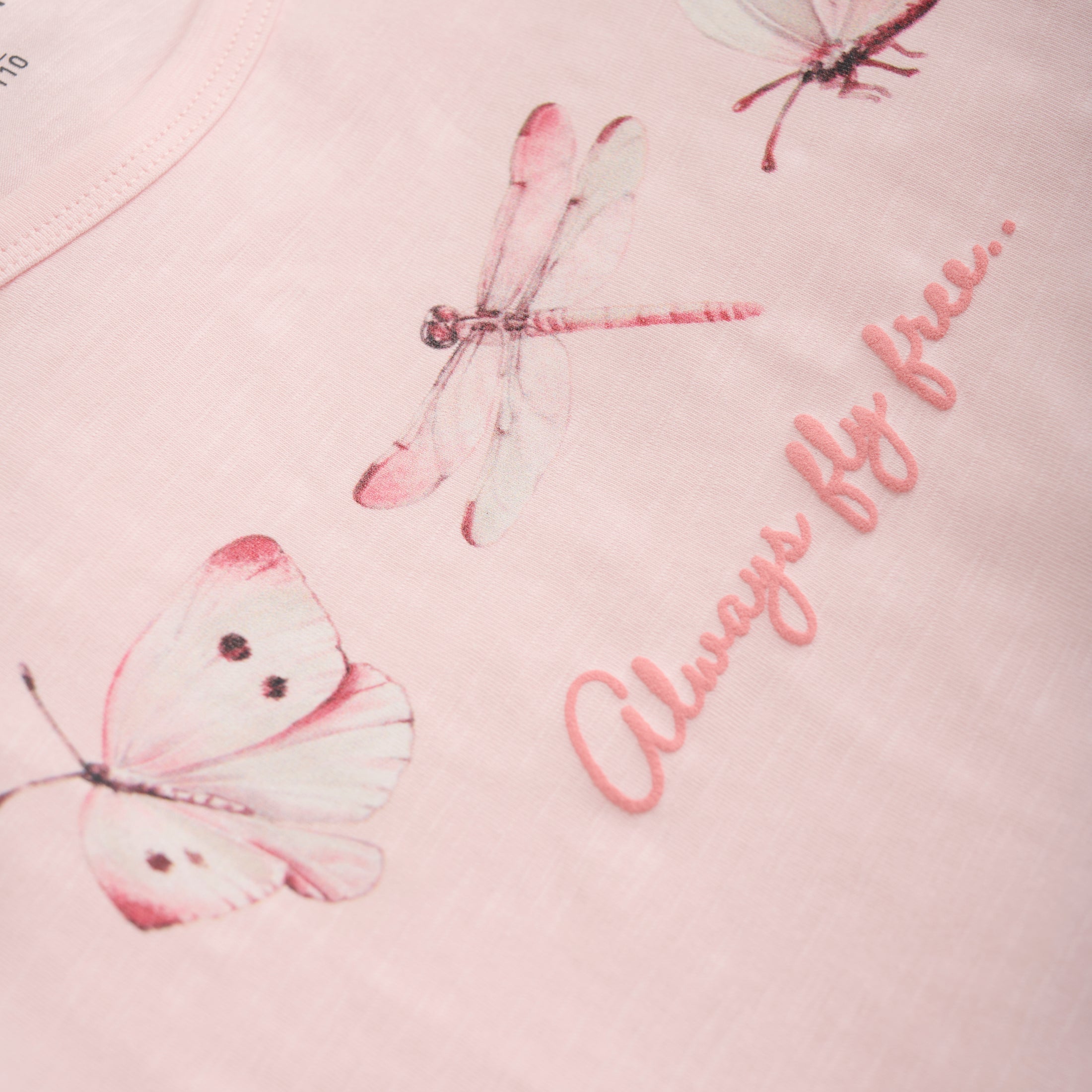 Minymo "T-Shirt" mit Schmetterlings-Druck - Rosen Quartz