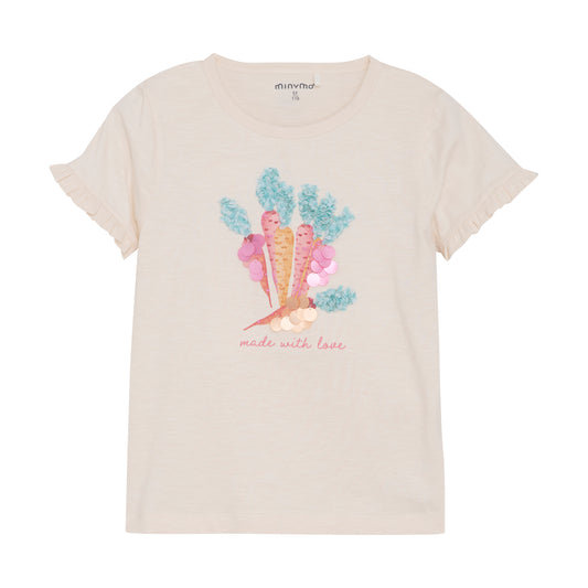 Minymo "T-Shirt" mit Pailletten Druck - White Swan