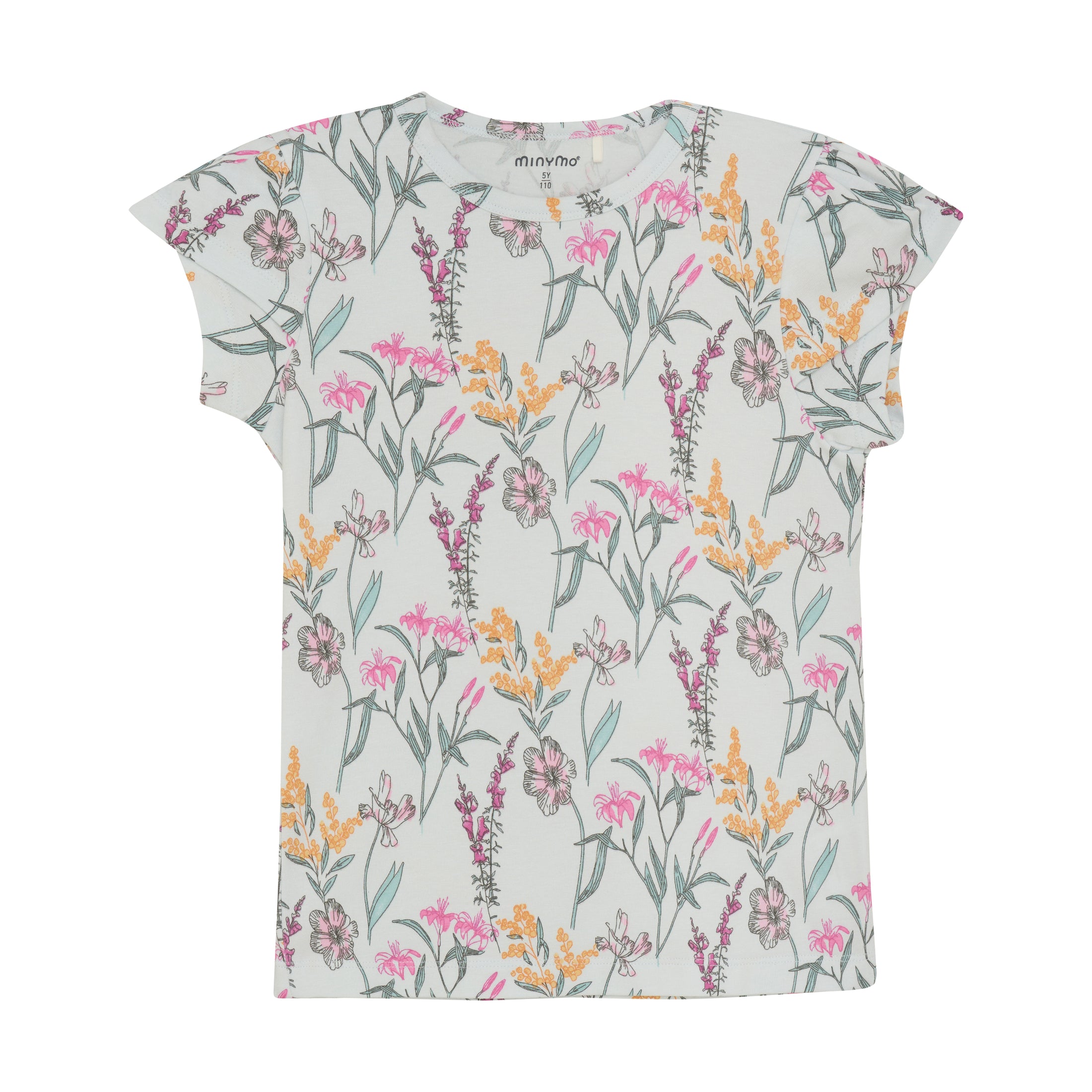 Minymo "T-Shirt" mit Allover Blümchen Druck - Wan Blue