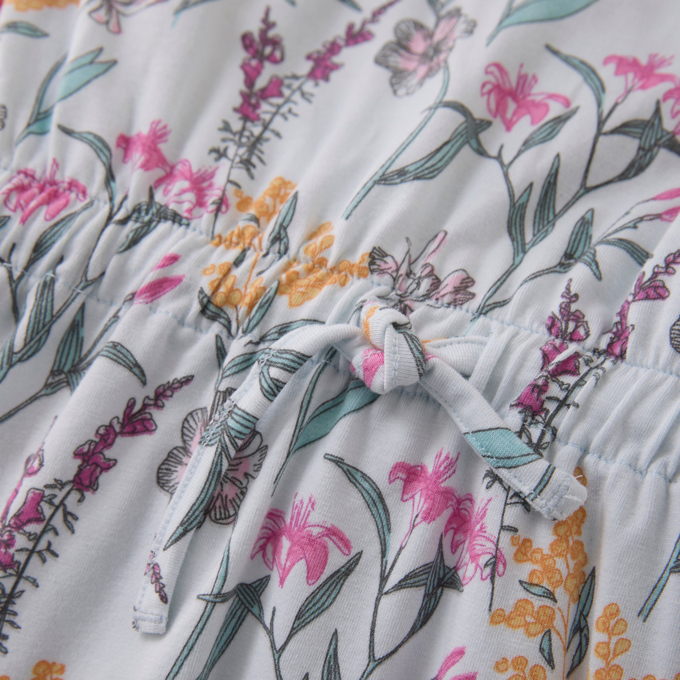 Minymo "Kleid" mit Blumenmuster und Raffung - Wan Blue