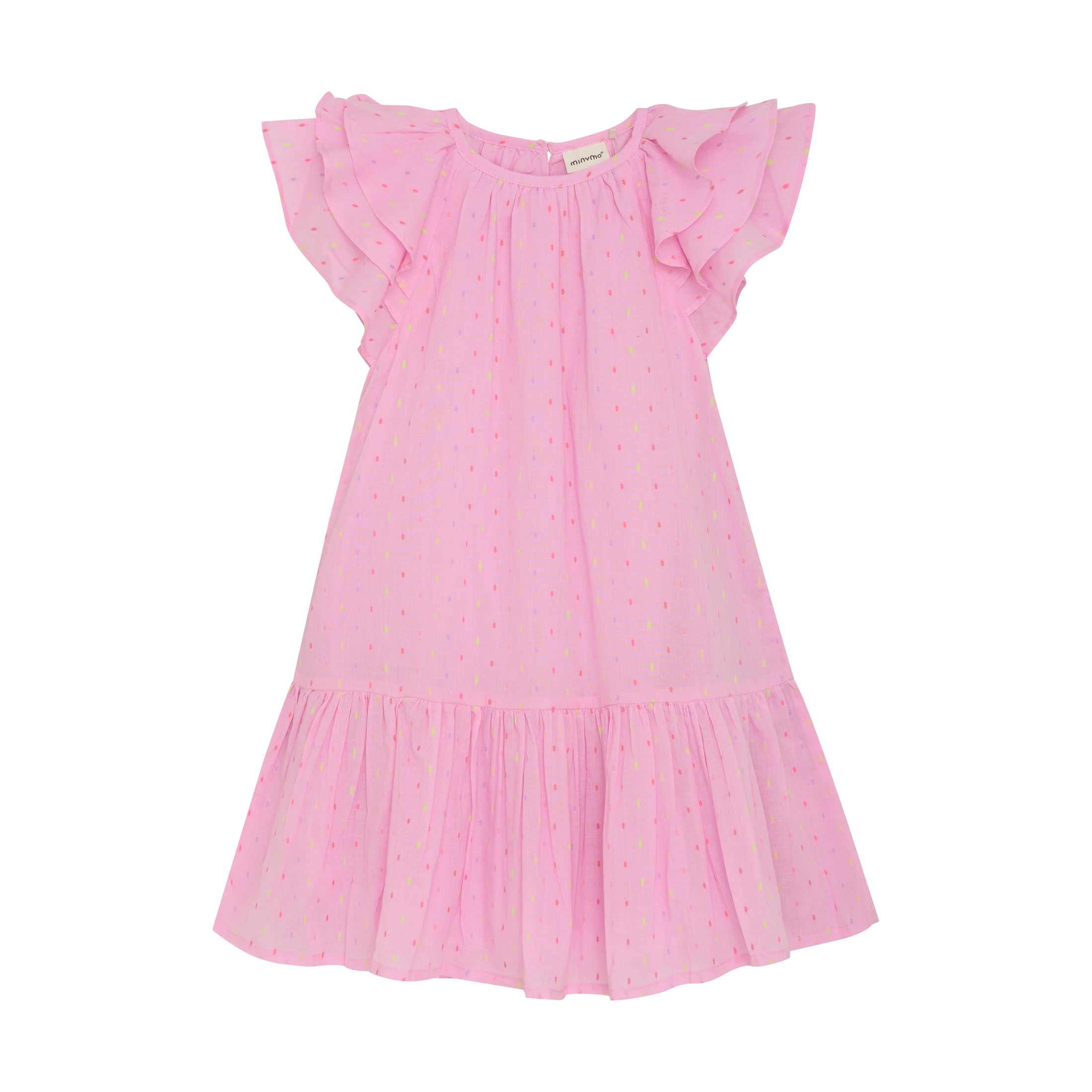 Minymo Kleid mit Pünktchen und Flügelärmchen - Rosa
