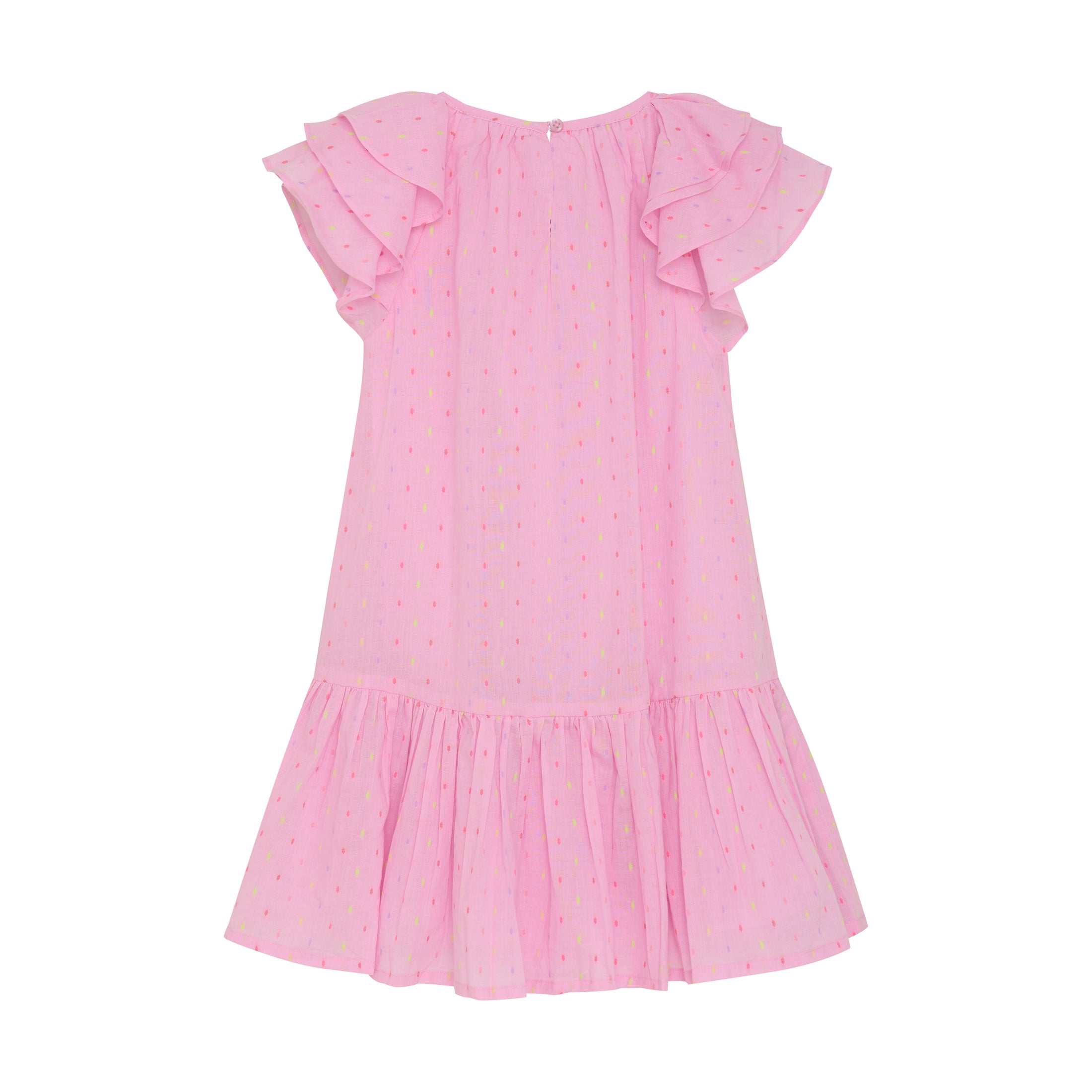 Minymo Kleid mit Pünktchen und Flügelärmchen - Rosa