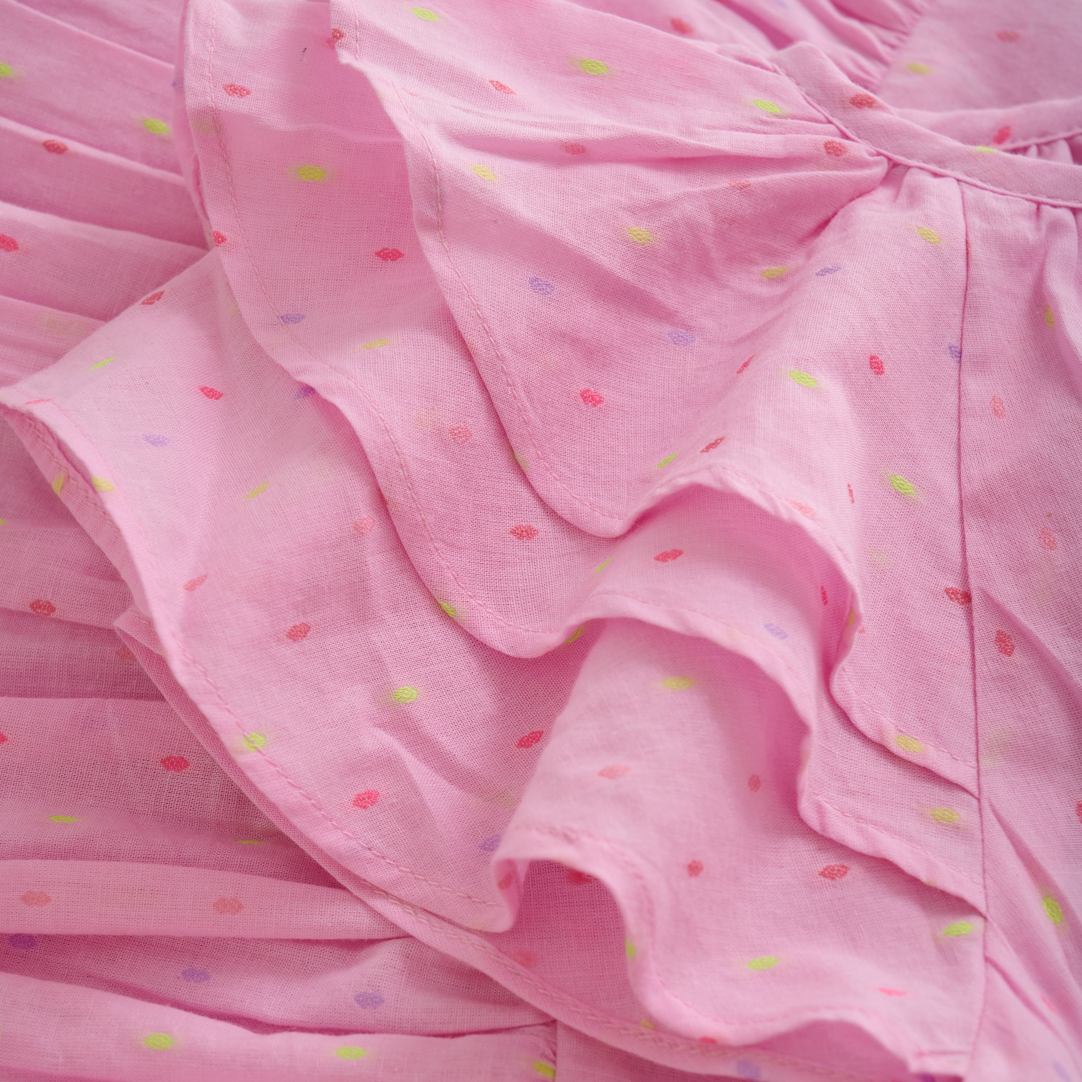 Minymo Kleid mit Pünktchen und Flügelärmchen - Rosa