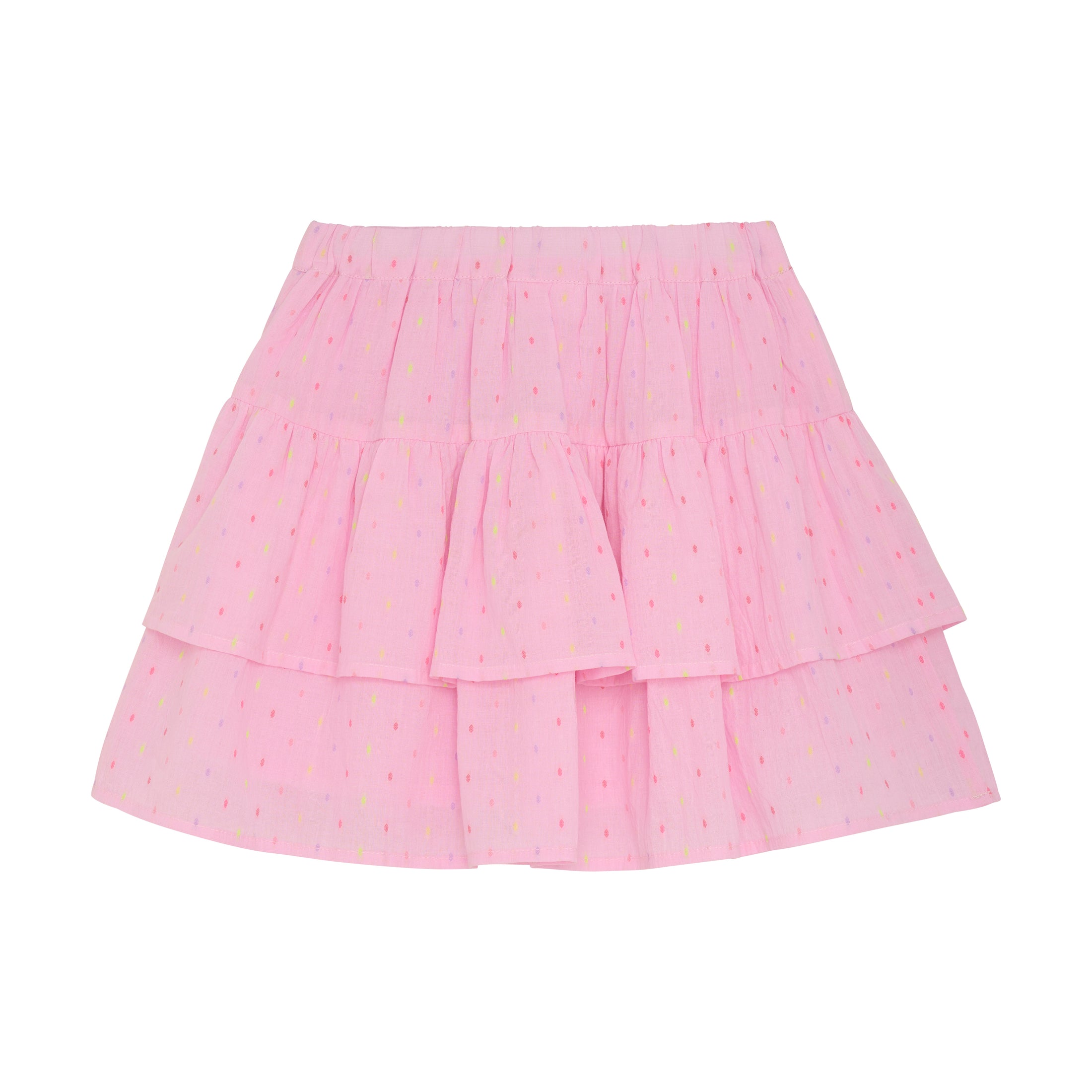 Minymo Rock mit bunten Pünktchen im Lagenlook - Rosa